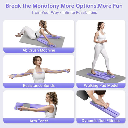 Pilates Board with Resistance Bands, 7-In-1 Foldable Pilates Reformer Set, Pilates Reformer Machine for Home Workout, Core Strengthener, Ab Workout, Glute & Leg Toning