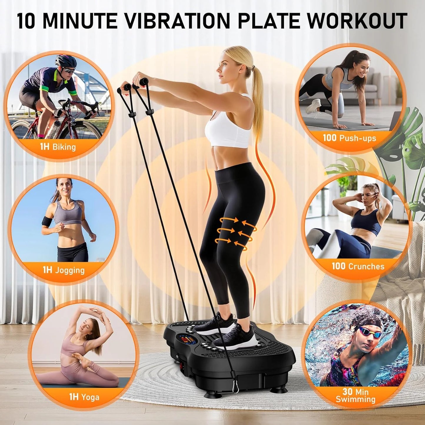 Transform Your Fitness Routine with the GLYLF Vibration Plate Exercise Machine – 130 Levels for Ultimate Full Body Workout, Lymphatic Drainage & Weight Loss, 450 Lbs Capacity with Bluetooth & Resistance Bands