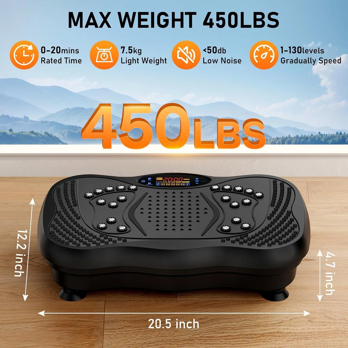 Transform Your Fitness Routine with the GLYLF Vibration Plate Exercise Machine – 130 Levels for Ultimate Full Body Workout, Lymphatic Drainage & Weight Loss, 450 Lbs Capacity with Bluetooth & Resistance Bands