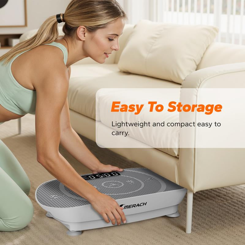 Merach Slim Vibration Plate Exercise Machine with Lymphatic Drainage Feature Compact Design Fitness Home Gym Equipment Whole Body Workout Vibrations Tiktokshopblackfriday